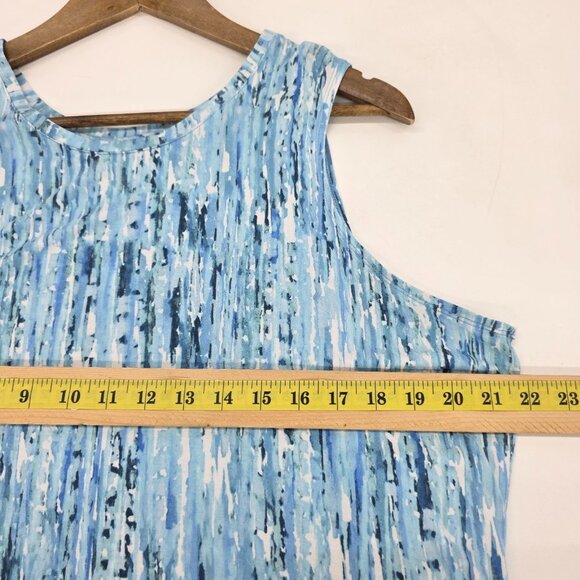 LOGO Layers Blue Abstract Tie-Dye Hi-Low Sleeveless Tunic Tank Top 1X Boho Flowy - Picture 10 of 11